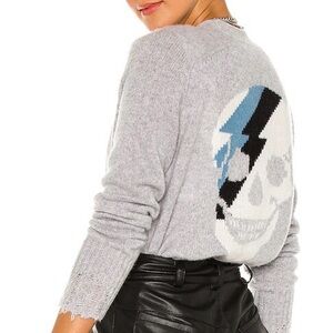 Skull Cashmere Distressed Cardigan size Small